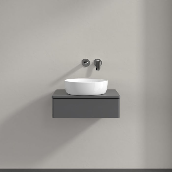 Villeroy & Boch Antao Waschbeckenunterschrank, 60 x 19 cm, 1 Auszug mit LED-Licht, Front ohne Struktur, mit Hahnloch