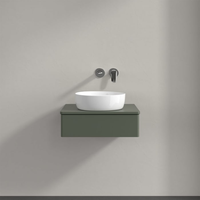 Villeroy & Boch Antao Waschbeckenunterschrank, 60 x 19 cm, 1 Auszug mit LED-Licht, Front ohne Struktur, mit Hahnloch