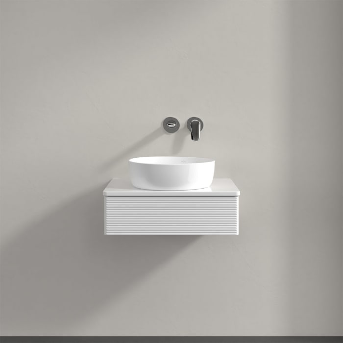 Villeroy & Boch Antao Waschbeckenunterschrank, 60 x 19 cm, 1 Auszug mit LED-Licht, Front mit Struktur, mit Hahnloch