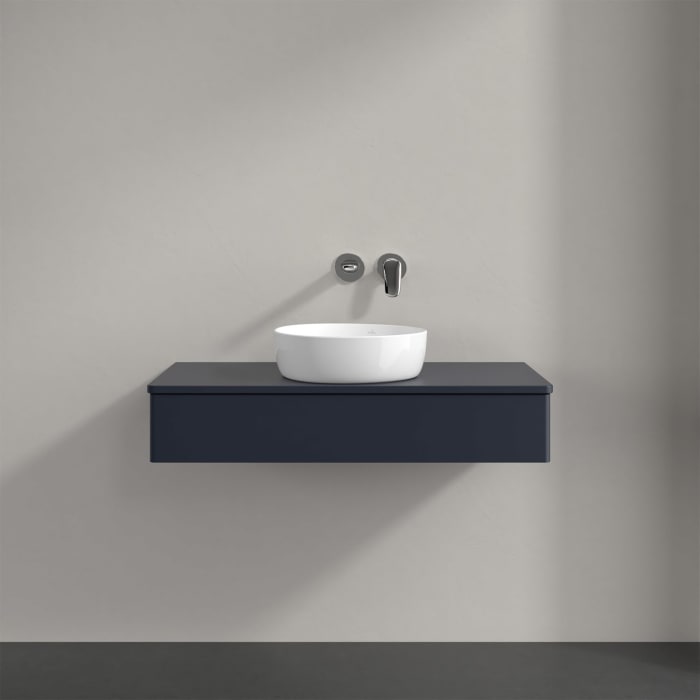 Villeroy & Boch Antao Waschbeckenunterschrank, 100 x 19 cm, 1 Auszug mit LED-Licht, Front ohne Struktur, mit Hahnloch