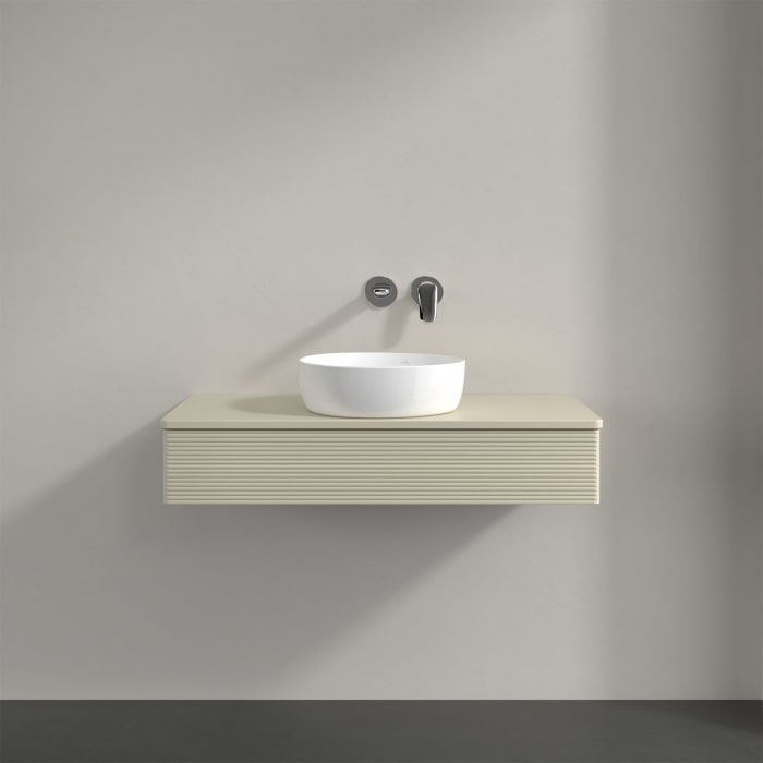 Villeroy & Boch Antao Waschbeckenunterschrank, 100 x 19 cm, 1 Auszug mit LED-Licht, Front mit Struktur, mit Hahnloch