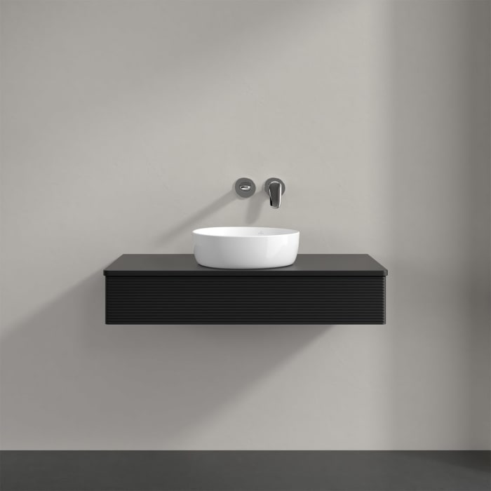 Villeroy & Boch Antao Waschbeckenunterschrank, 100 x 19 cm, 1 Auszug mit LED-Licht, Front mit Struktur, mit Hahnloch