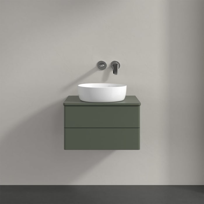 Villeroy & Boch Antao Waschbeckenunterschrank, 60 x 36 cm, 2 Auszüge mit LED-Licht, Front ohne Struktur, ohne Hahnloch