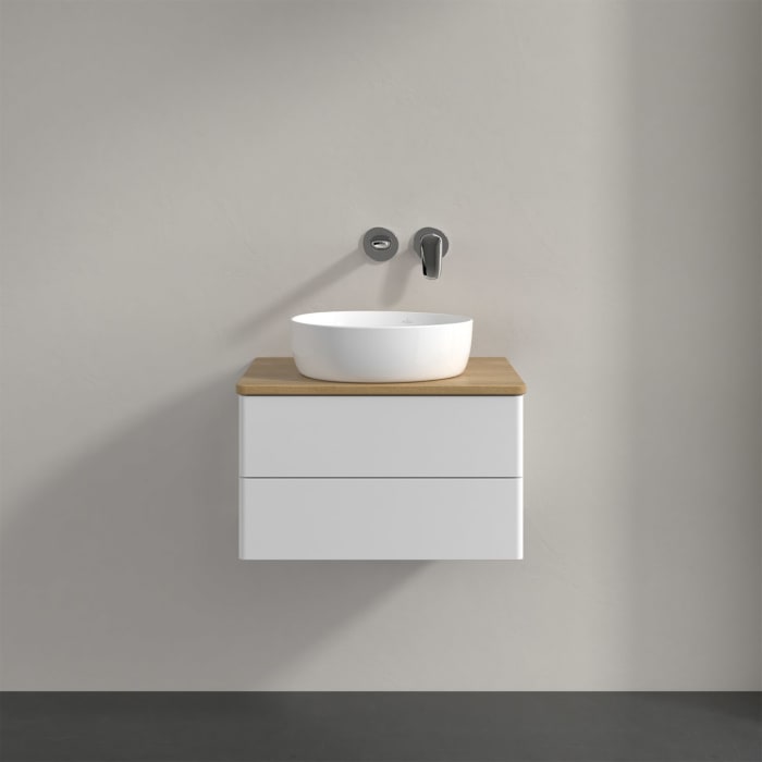 Villeroy & Boch Antao Waschbeckenunterschrank, 60 x 36 cm, 2 Auszüge mit LED-Licht, Front ohne Struktur, ohne Hahnloch