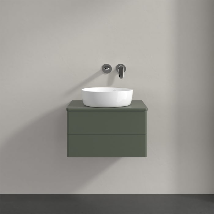 Villeroy & Boch Antao Waschbeckenunterschrank, 60 x 36 cm, 2 Auszüge mit LED-Licht, Front ohne Struktur, mit Hahnloch