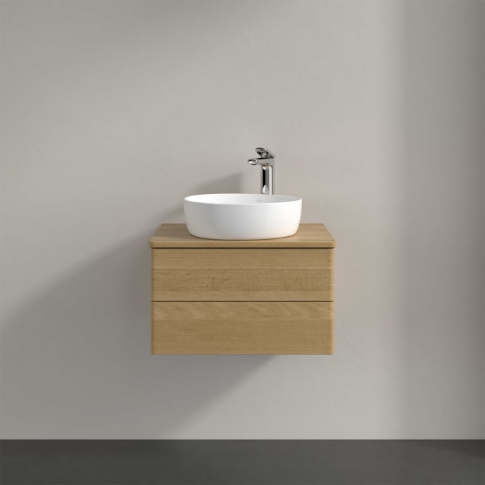 Villeroy & Boch Antao Waschbeckenunterschrank, 60 x 36 cm, 2 Auszüge mit LED-Licht, Front ohne Struktur, mit Hahnloch