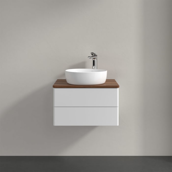 Villeroy & Boch Antao Waschbeckenunterschrank, 60 x 36 cm, 2 Auszüge mit LED-Licht, Front ohne Struktur, mit Hahnloch