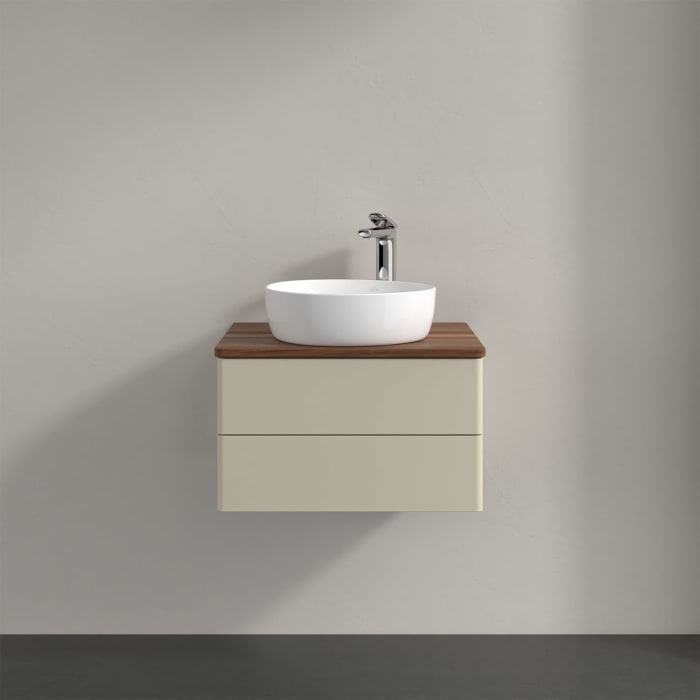 Villeroy & Boch Antao Waschbeckenunterschrank, 60 x 36 cm, 2 Auszüge mit LED-Licht, Front ohne Struktur, mit Hahnloch