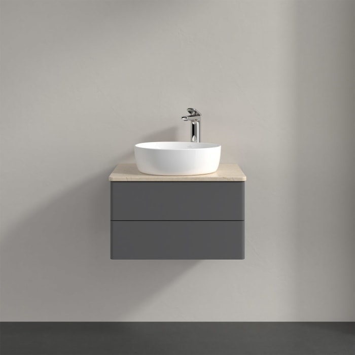 Villeroy & Boch Antao Waschbeckenunterschrank, 60 x 36 cm, 2 Auszüge mit LED-Licht, Front ohne Struktur, mit Hahnloch