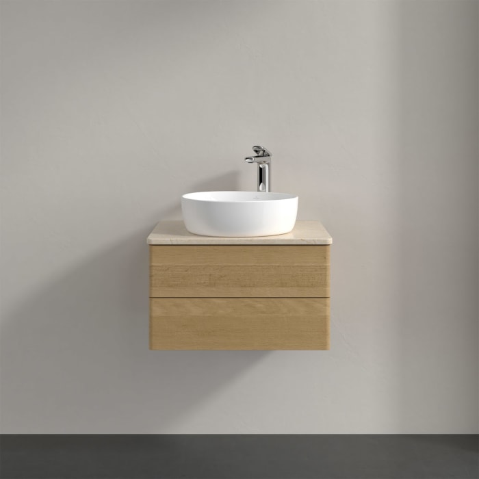 Villeroy & Boch Antao Waschbeckenunterschrank, 60 x 36 cm, 2 Auszüge mit LED-Licht, Front ohne Struktur, mit Hahnloch