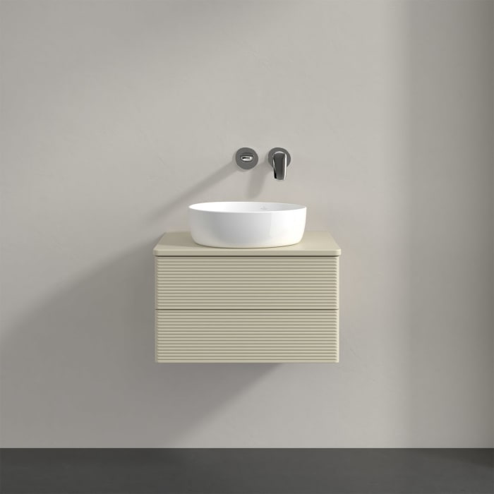 Villeroy & Boch Antao Waschbeckenunterschrank, 60 x 36 cm, 2 Auszüge mit LED-Licht, Front mit Struktur, mit Hahnloch