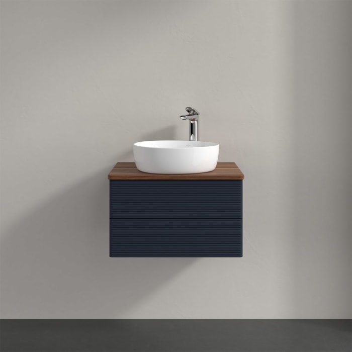 Villeroy & Boch Antao Waschbeckenunterschrank, 60 x 36 cm, 2 Auszüge mit LED-Licht, Front mit Struktur, mit Hahnloch