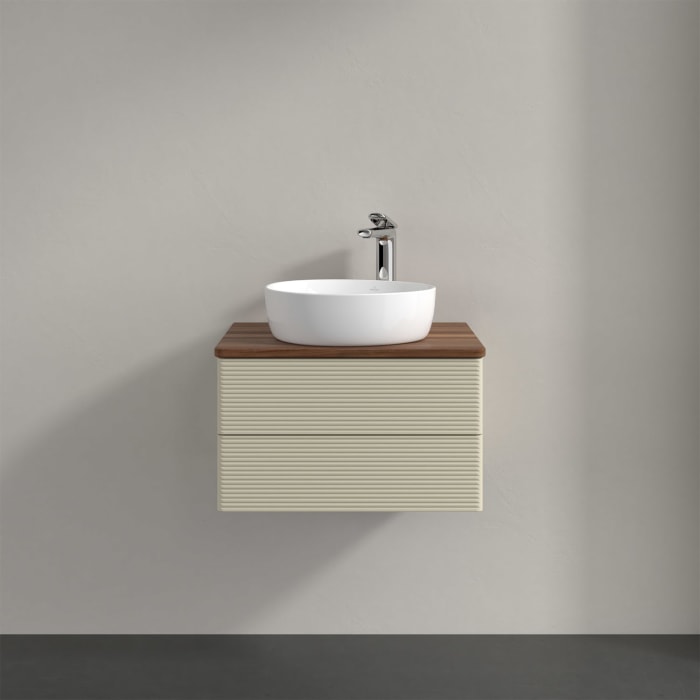 Villeroy & Boch Antao Waschbeckenunterschrank, 60 x 36 cm, 2 Auszüge mit LED-Licht, Front mit Struktur, mit Hahnloch