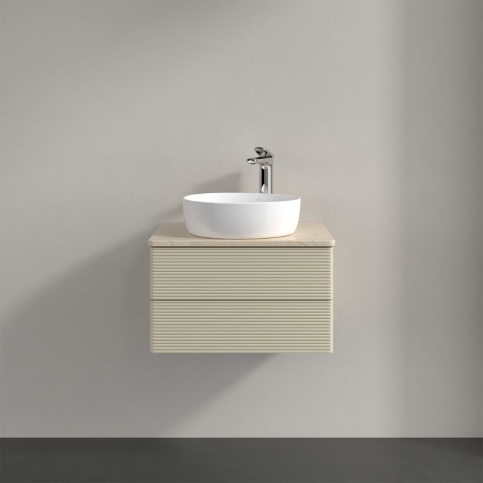 Villeroy & Boch Antao Waschbeckenunterschrank, 60 x 36 cm, 2 Auszüge mit LED-Licht, Front mit Struktur, mit Hahnloch