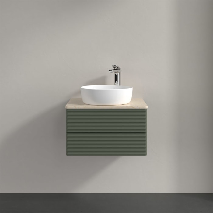 Villeroy & Boch Antao Waschbeckenunterschrank, 60 x 36 cm, 2 Auszüge mit LED-Licht, Front mit Struktur, mit Hahnloch