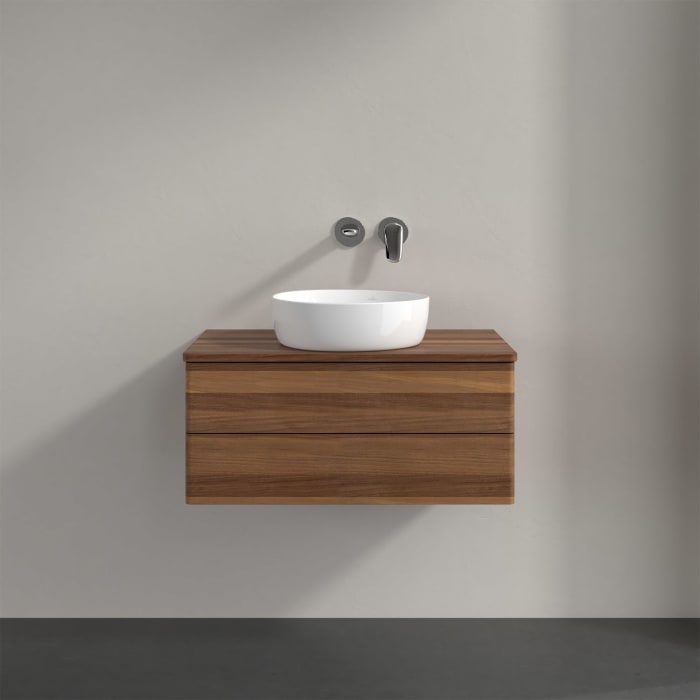 Villeroy & Boch Antao Waschbeckenunterschrank, 80 x 36 cm, 2 Auszüge mit LED-Licht, Front ohne Struktur, ohne Hahnloch