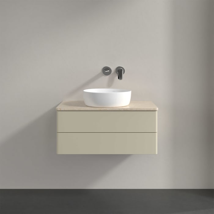 Villeroy & Boch Antao Waschbeckenunterschrank, 80 x 36 cm, 2 Auszüge mit LED-Licht, Front ohne Struktur, ohne Hahnloch