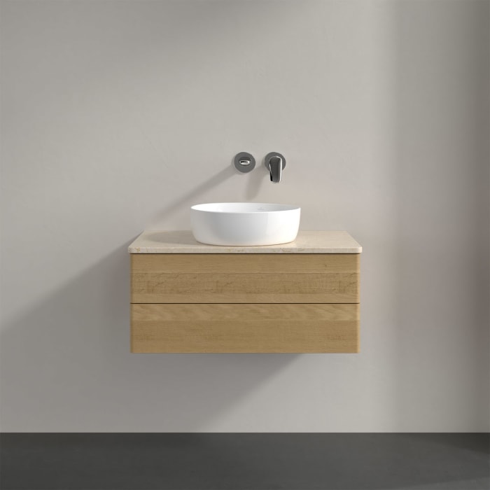 Villeroy & Boch Antao Waschbeckenunterschrank, 80 x 36 cm, 2 Auszüge mit LED-Licht, Front ohne Struktur, ohne Hahnloch