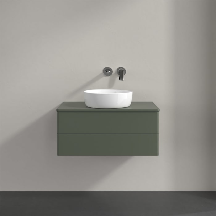 Villeroy & Boch Antao Waschbeckenunterschrank, 80 x 36 cm, 2 Auszüge mit LED-Licht, Front ohne Struktur, mit Hahnloch