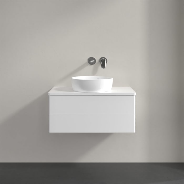 Villeroy & Boch Antao Waschbeckenunterschrank, 80 x 36 cm, 2 Auszüge mit LED-Licht, Front ohne Struktur, mit Hahnloch