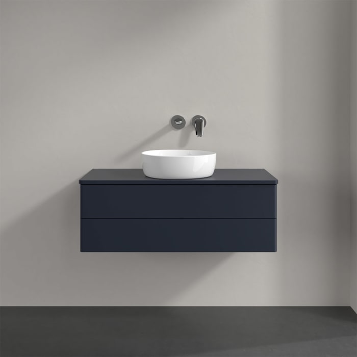 Villeroy & Boch Antao Waschbeckenunterschrank, 100 x 36 cm, 2 Auszüge mit LED-Licht, Front ohne Struktur, ohne Hahnloch