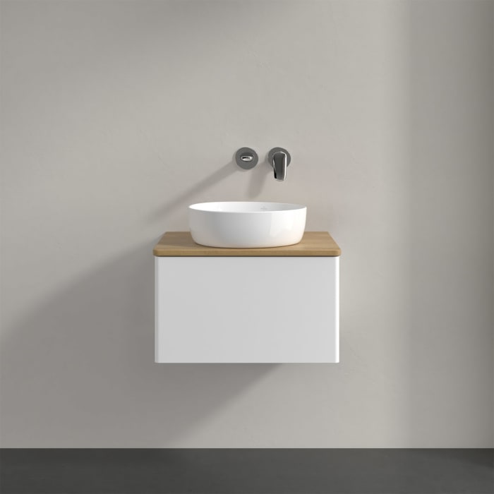 Villeroy & Boch Antao Waschbeckenunterschrank, 60 x 36 cm, 1 Auszug mit LED-Licht, Front ohne Struktur, ohne Hahnloch