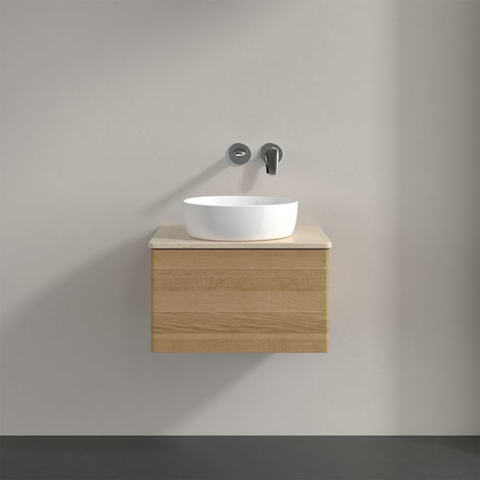 Villeroy & Boch Antao Waschbeckenunterschrank, 60 x 36 cm, 1 Auszug mit LED-Licht, Front ohne Struktur, ohne Hahnloch