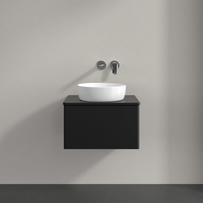 Villeroy & Boch Antao Waschbeckenunterschrank, 60 x 36 cm, 1 Auszug mit LED-Licht, Front ohne Struktur, mit Hahnloch