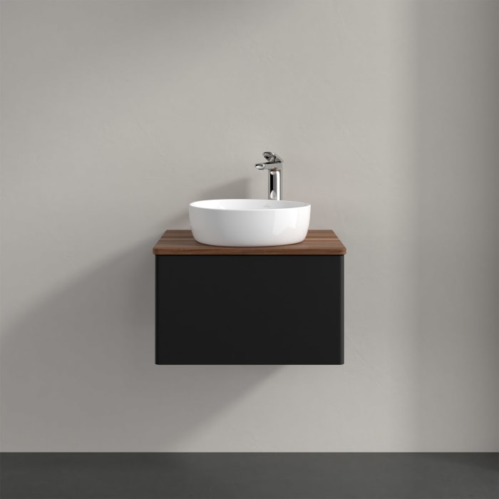 Villeroy & Boch Antao Waschbeckenunterschrank, 60 x 36 cm, 1 Auszug mit LED-Licht, Front ohne Struktur, mit Hahnloch