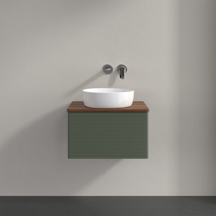 Villeroy & Boch Antao Waschbeckenunterschrank, 60 x 36 cm, 1 Auszug mit LED-Licht, Front mit Struktur, ohne Hahnloch