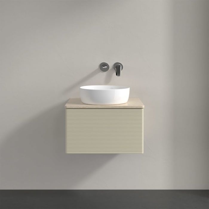 Villeroy & Boch Antao Waschbeckenunterschrank, 60 x 36 cm, 1 Auszug mit LED-Licht, Front mit Struktur, ohne Hahnloch