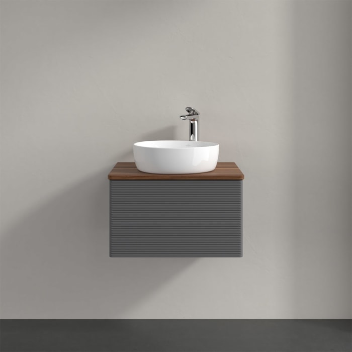 Villeroy & Boch Antao Waschbeckenunterschrank, 60 x 36 cm, 1 Auszug mit LED-Licht, Front mit Struktur, mit Hahnloch