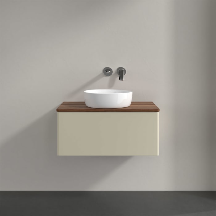 Villeroy & Boch Antao Waschbeckenunterschrank, 80 x 36 cm, 1 Auszug mit LED-Licht, Front ohne Struktur, ohne Hahnloch