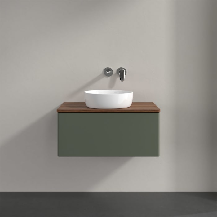 Villeroy & Boch Antao Waschbeckenunterschrank, 80 x 36 cm, 1 Auszug mit LED-Licht, Front ohne Struktur, ohne Hahnloch