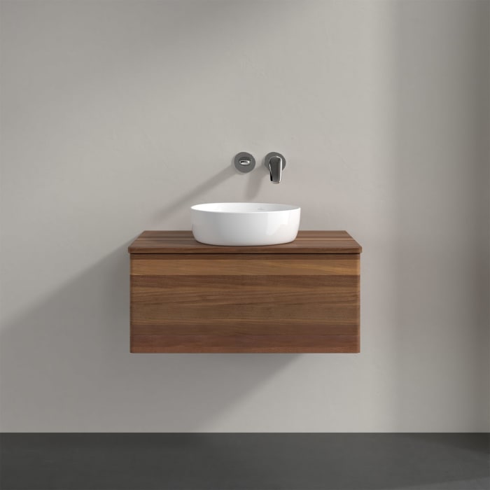 Villeroy & Boch Antao Waschbeckenunterschrank, 80 x 36 cm, 1 Auszug mit LED-Licht, Front ohne Struktur, ohne Hahnloch