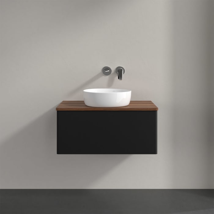 Villeroy & Boch Antao Waschbeckenunterschrank, 80 x 36 cm, 1 Auszug mit LED-Licht, Front ohne Struktur, ohne Hahnloch