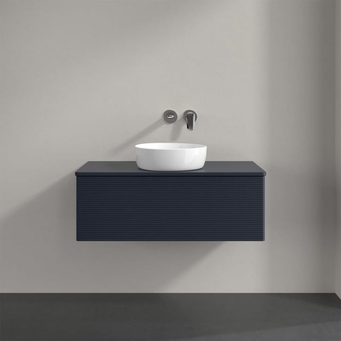 Villeroy & Boch Antao Waschbeckenunterschrank, 100 x 36 cm, 1 Auszug mit LED-Licht, Front mit Struktur, mit Hahnloch