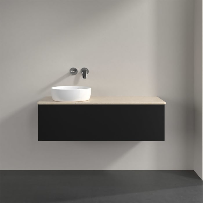 Villeroy & Boch Antao Waschbeckenunterschrank, 120 x 36 cm, 1 Auszug mit LED-Licht, Front ohne Struktur, ohne Hahnloch, für Waschtisch links