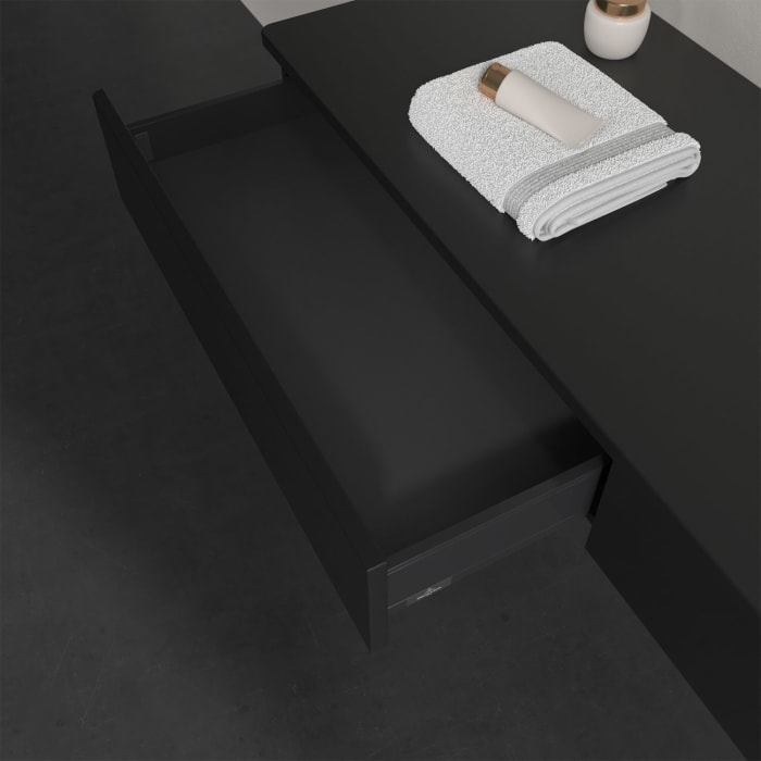 Villeroy & Boch Antao Waschbeckenunterschrank, 160 x 19 cm, 2 Auszüge, Front ohne Struktur, ohne Hahnloch, für Waschtisch rechts