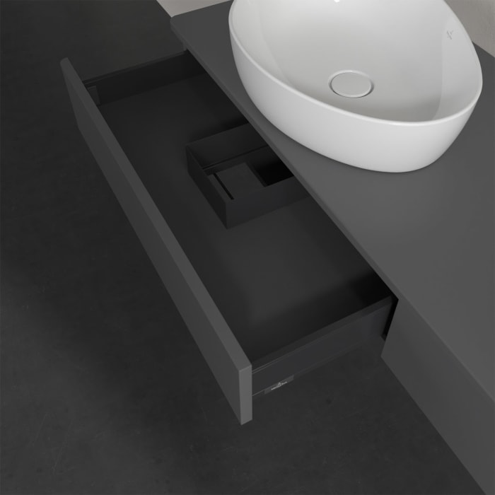 Villeroy & Boch Antao Waschbeckenunterschrank, 160 x 19 cm, 2 Auszüge, Front ohne Struktur, ohne Hahnloch, für Waschtisch links und rechts