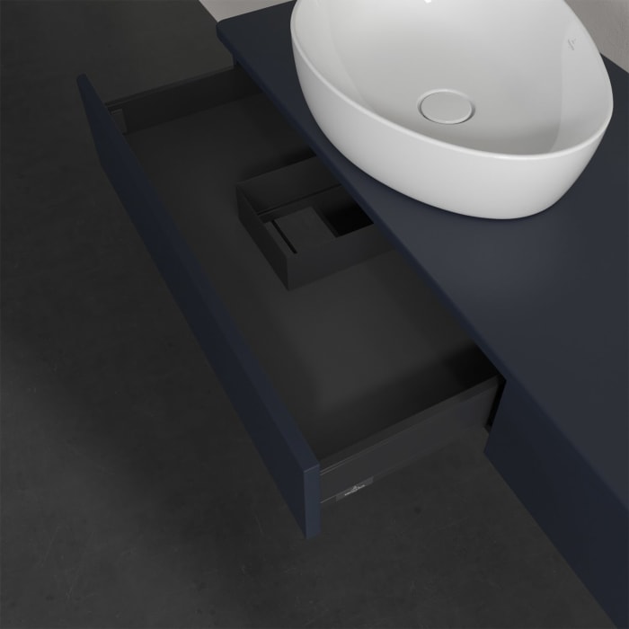 Villeroy & Boch Antao Waschbeckenunterschrank, 160 x 19 cm, 2 Auszüge, Front ohne Struktur, ohne Hahnloch, für Waschtisch links und rechts