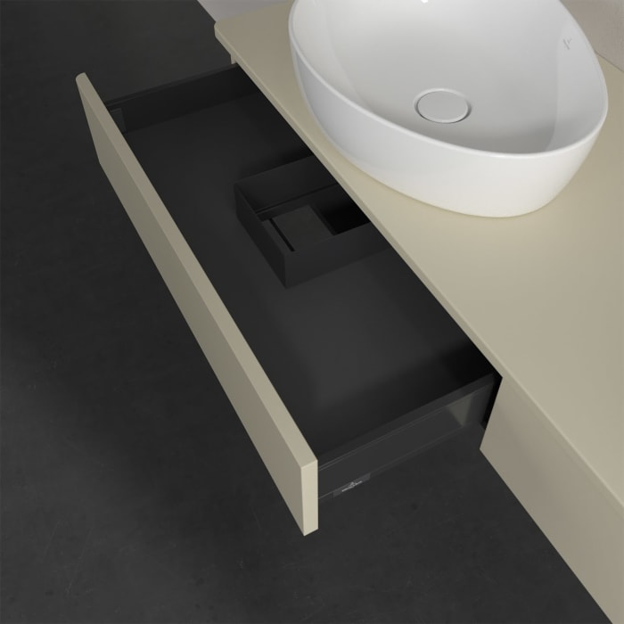 Villeroy & Boch Antao Waschbeckenunterschrank, 160 x 19 cm, 2 Auszüge, Front ohne Struktur, ohne Hahnloch, für Waschtisch links und rechts