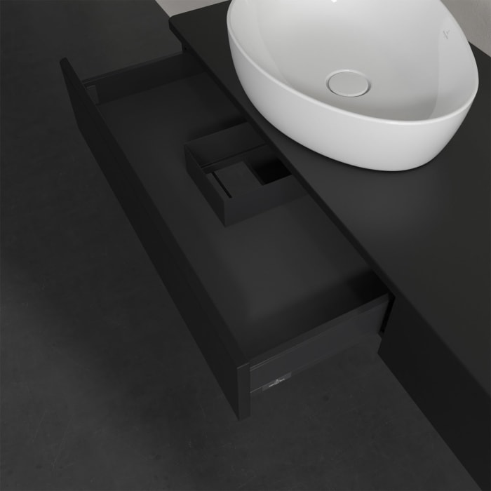 Villeroy & Boch Antao Waschbeckenunterschrank, 160 x 19 cm, 2 Auszüge, Front ohne Struktur, ohne Hahnloch, für Waschtisch links und rechts