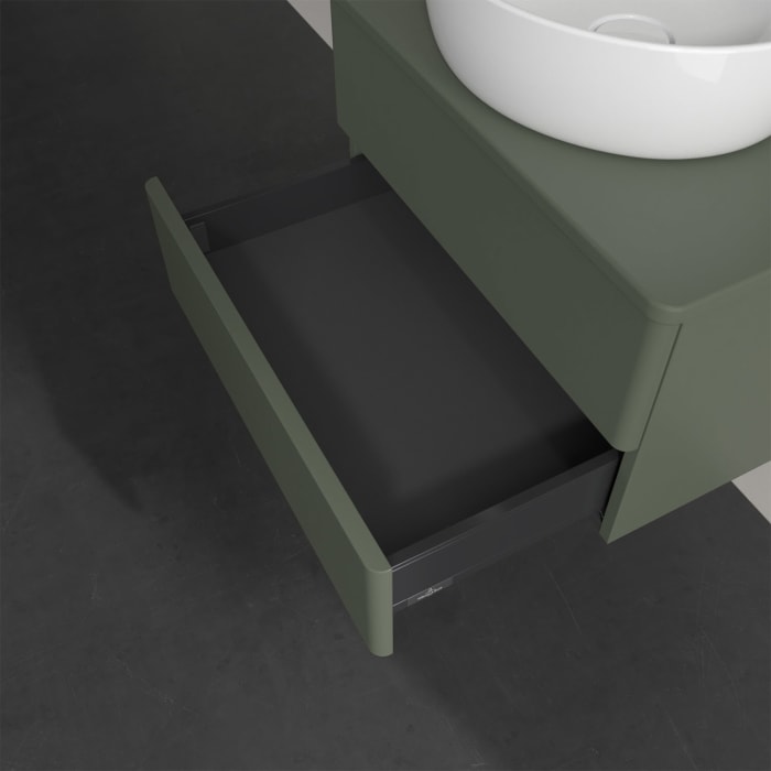 Villeroy & Boch Antao Waschbeckenunterschrank, 60 x 19 cm, 2 Auszüge, Fronten ohne Struktur, ohne Hahnloch