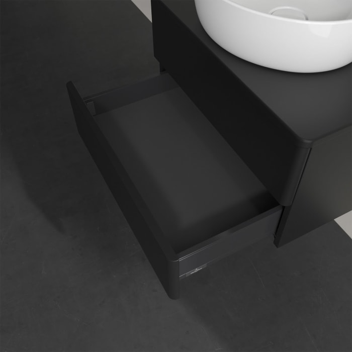 Villeroy & Boch Antao Waschbeckenunterschrank, 60 x 19 cm, 2 Auszüge, Fronten ohne Struktur, ohne Hahnloch