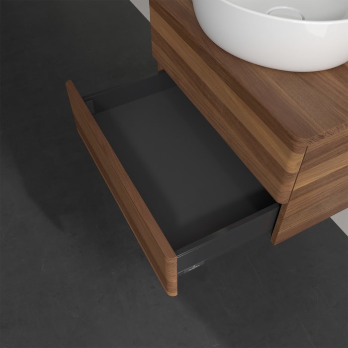 Villeroy & Boch Antao Waschbeckenunterschrank, 60 x 19 cm, 2 Auszüge, Fronten ohne Struktur, ohne Hahnloch