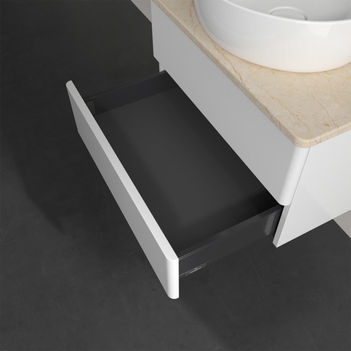 Villeroy & Boch Antao Waschbeckenunterschrank, 60 x 19 cm, 2 Auszüge, Fronten ohne Struktur, ohne Hahnloch