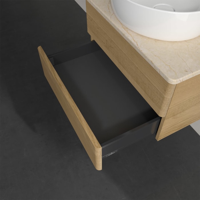 Villeroy & Boch Antao Waschbeckenunterschrank, 60 x 19 cm, 2 Auszüge, Fronten ohne Struktur, ohne Hahnloch