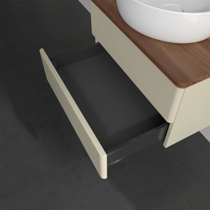 Villeroy & Boch Antao Waschbeckenunterschrank, 60 x 19 cm, 2 Auszüge, Fronten ohne Struktur, mit Hahnloch