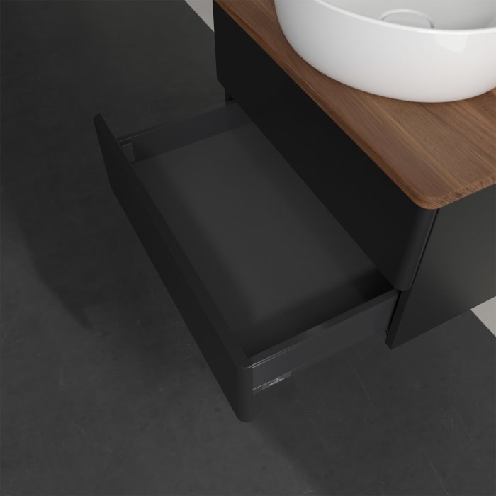 Villeroy & Boch Antao Waschbeckenunterschrank, 60 x 19 cm, 2 Auszüge, Fronten ohne Struktur, mit Hahnloch